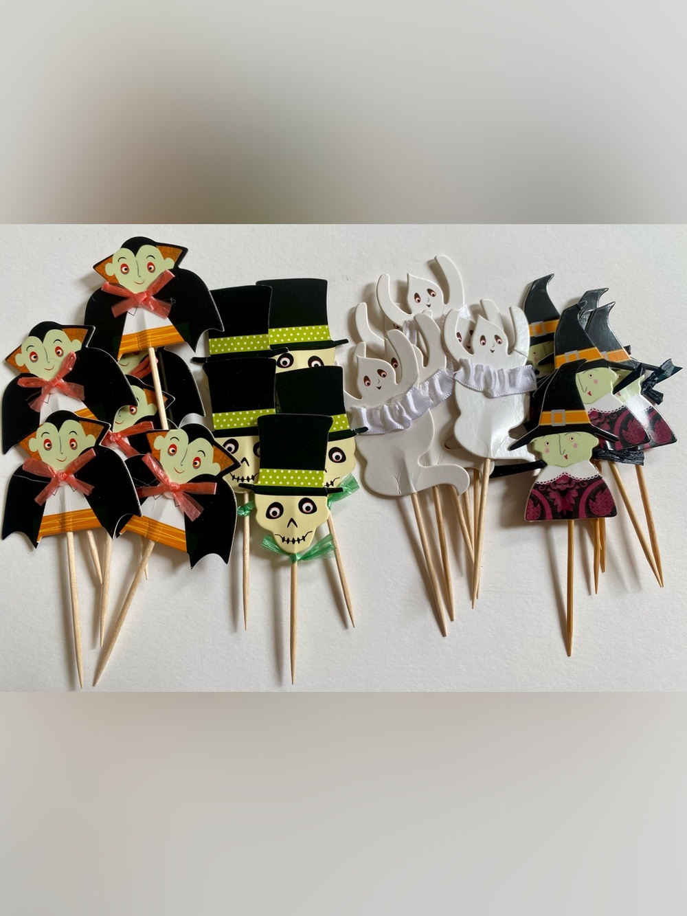 120 Halloween Cupcake Toppers or Party Picks, Witch, Ghost, Skeleton, Dracula